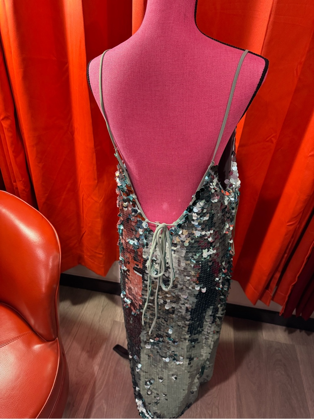 Free People Silver Sequin Maxi Slip Dress - Picture 4 of 5